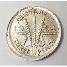 AUSTRALIA 1964 . THREEPENCE . ERROR . NICE BROADSTRIKE